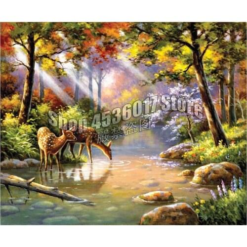 5D DIY Diamond painting Doe Re Me Creek Full Diamond embroidery Cross Stitch Animals Forest & Jungle Rhinestone Mosaic gifts