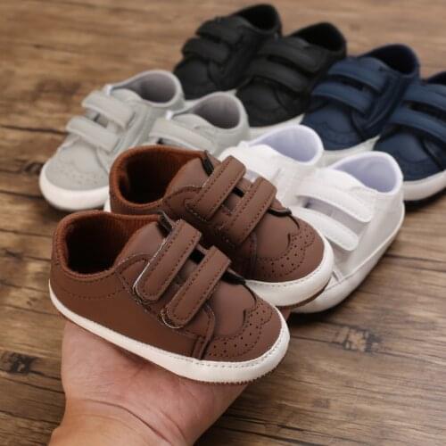 Newborn Baby Boys Girls Sneakers Soft Sole PU Rubber Crib First Walkers Leather Crib Shoes Anti-Slip Toddler Kids Prewalker