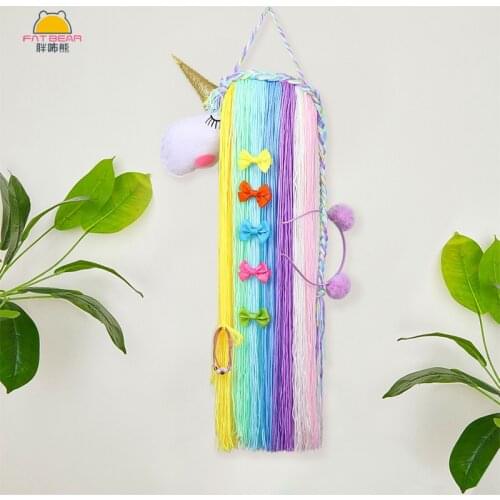 Baby Unicorn Hairpin Hair Clip Holder Storage Organizer Girl Room Hanging Ornament Accessories Storage Belt Decoration Wall Hang
