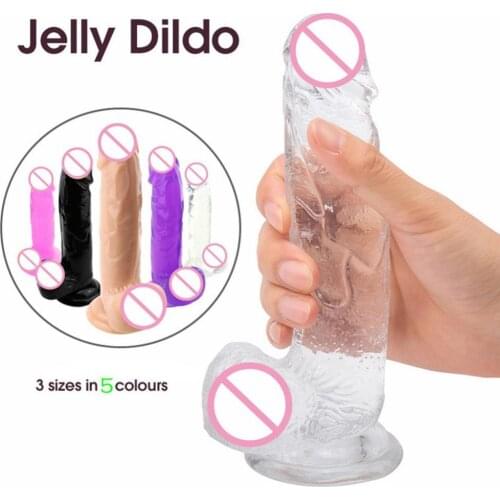 OLO Realistic Dildo Jelly Crystal Dildo for Beginner with Strong Suction Cup Flexible Cock Vaginal G-spot Anal Sex Toy for Women