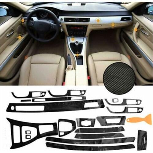 Car Interior Glossy Carbon Fiber Wrap Trim For BMW 3 Series E90 2005-2012C 5D Carbon Fiber Wrap Trim For Left-handed Driving