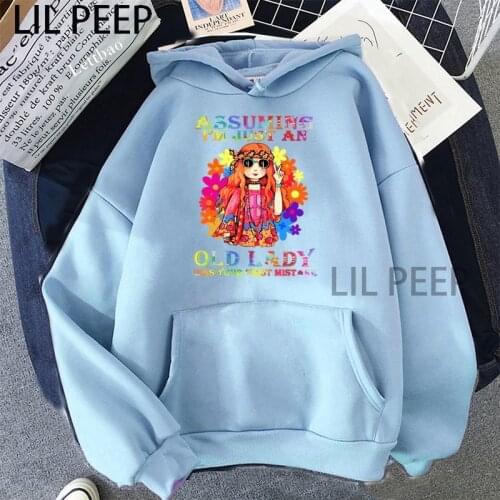 I'm Just An Old Lady Hippie 2021 Comfortable Hoodies Women Hoodie Autumn Winter Hoodie Sweatshirt Pullover Tops Long Sleeve