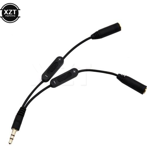 2 PCS Car Stying 3.5mm Male to 2 Female Car Audio Y Splitter Adapter lin Cable with Volume Control for Car