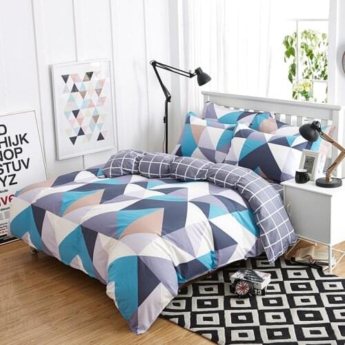 4 pcs Bedding Set Cotton Bed Linens Stripe Eco-friendly Printed Duvet Cover
