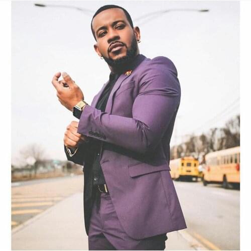 Handsome Purple Plus Size Wedding Suits Slim Fit One Button Two Button Groom Prom Party Blazer Jacket Two Pieces