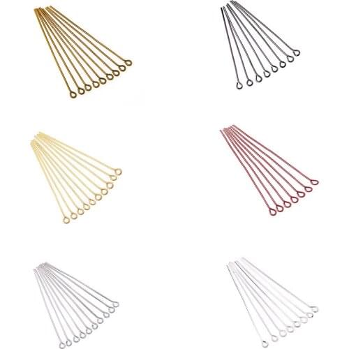100-200pcs/lot Eye Head Pins 16-70mm Eye Rhodium Metal Pins For Diy Jewelry Making Jewelry Accessories Supplies Wholesale