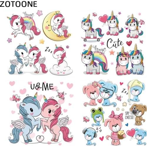 Cute Animal Patch Unicorn Owl Iron on Patches for Clothing Sticker for Kids Clothes Heat Transfers Applications DIY Appliques G