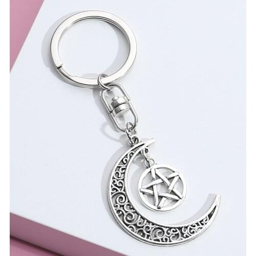 Cute Keychain Moon Sun Star Heart Key Ring Metal Key Chains Friendship Couple Gifts For Women Punk DIY Simple Jewelry Handmade