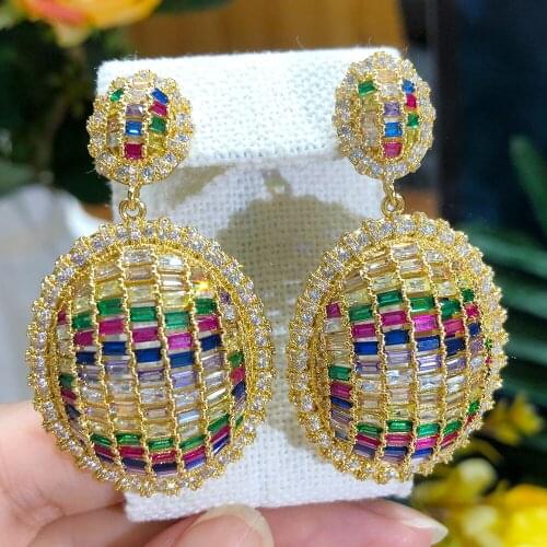 Blachette Fashion Design New Luxury Noble Geometric Pendant Earrings Ladies Jewelry Bridal Wedding Party High Quality Hot