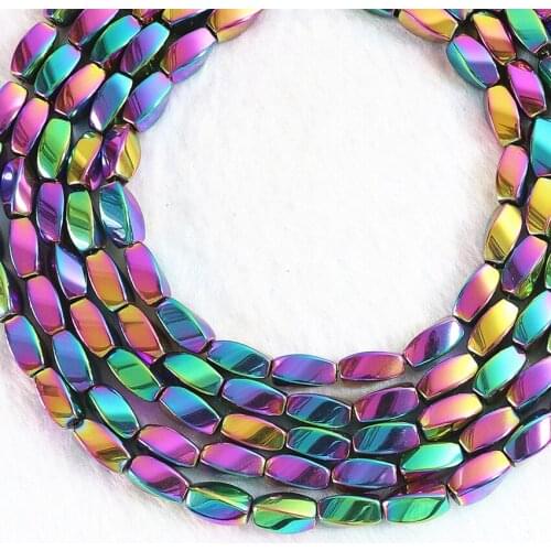 Natural stone multicolor hematite Iron ore 6 type loose beads tube circle twist star heart barrel finding 15inch B181