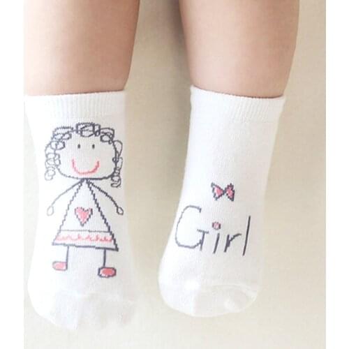 W136 Free shipping The new boys and girls 0-1 years cartoon childrens summer thin section cotton socks boneless suture