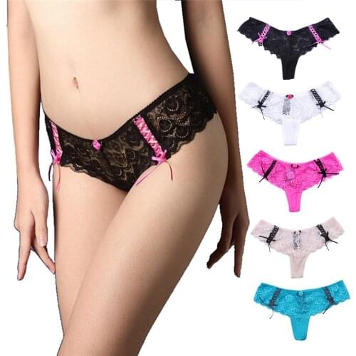 New Brazilian Style Thong Women Sexy Lace Panties Transparent G-String Hollow Out Embroidery Ladies Floral Intimate Lingerie