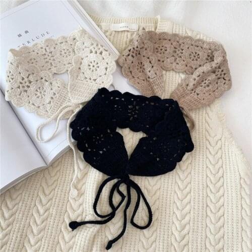 2021 New Style Hollow Cotton Small Scarf Hair Ribbon Collocation Decoration Fake Collar Clothes Accessories Detachable Shirt