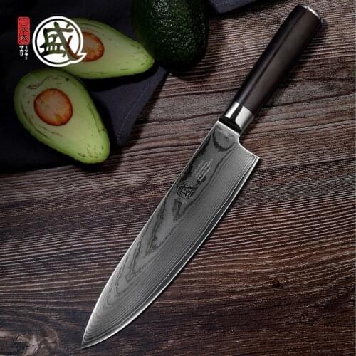 MITSUMOTO SAKARI 8''inch Japanese VG10 Damascus Steel core handcrafted Chef Knife Ebony wood Handle Wooden gift BOX