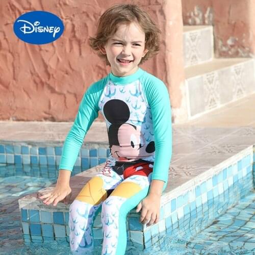 Authentic Disney Childrens Swimsuit Girls Siamese Boys 4-14 Years Old Swimsuit Frozen Princess Dress Sunscreen Swimwear