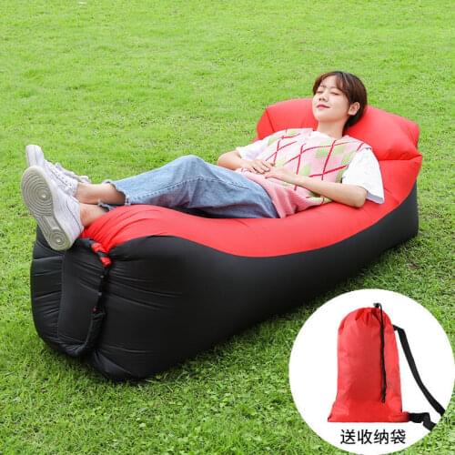 Pillow Type Inflatable Sofa Outdoor Portable Lazy Sofa Foldable Inflatable Bed Sleeping Bag with Pillow