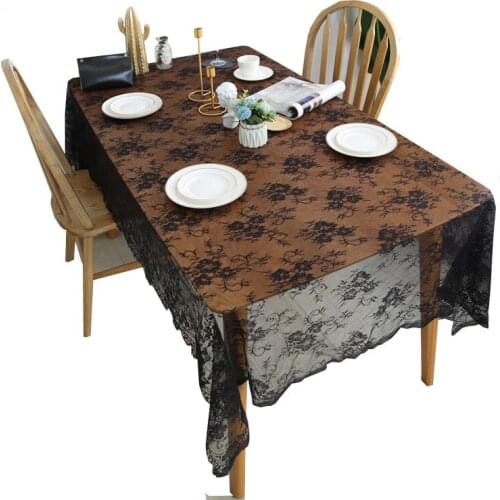 Simple Postoral Style Knitting Lace Hollow Out Table Cloth with Tassels for Hotel Party Wedding Dustproof Home Cover Towel