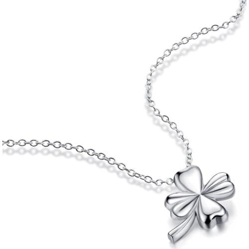 Simple Dainty 100% 925 Sterling silver fashion clover necklace For lady Leaf pendant Chocker silver jewelry Women gift