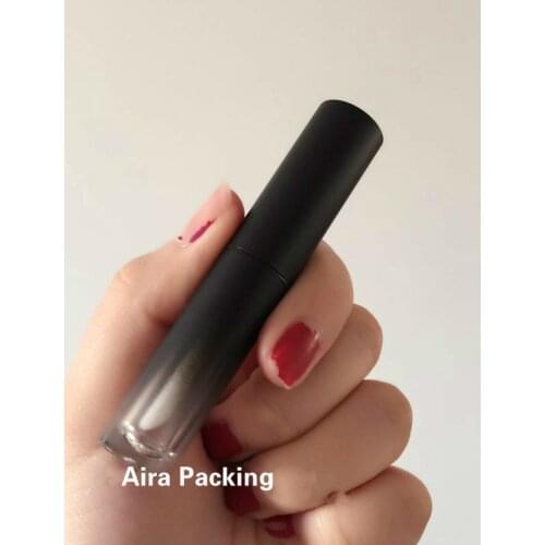 50pcs/lot 3ML Top Grade Empty Gradient Lip Gloss Tube Plastic High Quality Black Round Liquid Lipstick Bottle Lip Gloss Package
