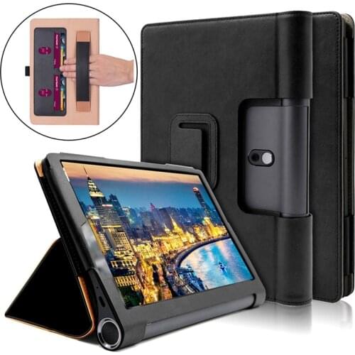 Luxury Book Flip Cover Case for Lenovo Yoga Tab 5 YT-X705F Smart Tab YT-X705 Tablet with Hand Strap Card Slots + Free Gift