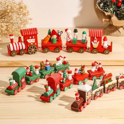 Wooden Christmas Train Ornament Christmas Decoration For Home Santa Claus Gift Toys Crafts Table Deco Navidad Xmas 2021 New Year