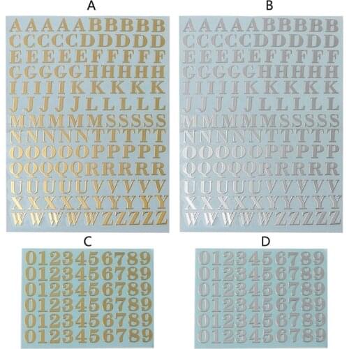 2 Sheets Shiny Letter Gift Alphabet Sticker Self Adhesive Letters Gold Silver
