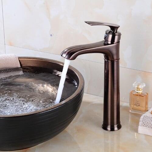 Basin Faucets Black and Antique Total Brass Deck Mounted Bathroom Basin Faucets Single Handle Hole Tap Hot/Cold Water Mixer Taps