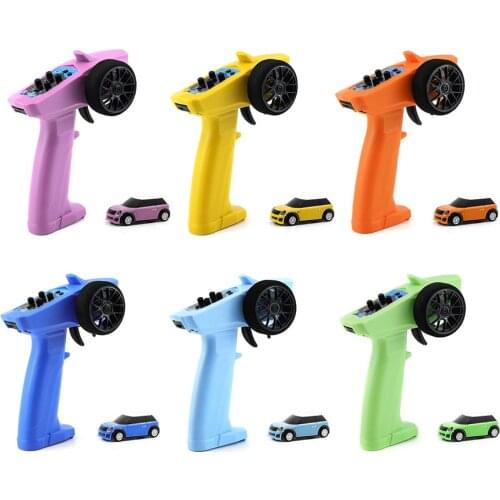 Tubro Racing 1:76 RC Car 2.4G 2WD 3CH Remote Control RTR Mini With LED Lights Micro Racin Family Games Children Toys