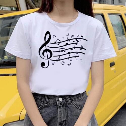 Womens T-shirt Musical Charm print t shirt short sleeve casual womens clothing tops graphic T-shirt Harajuku shirt