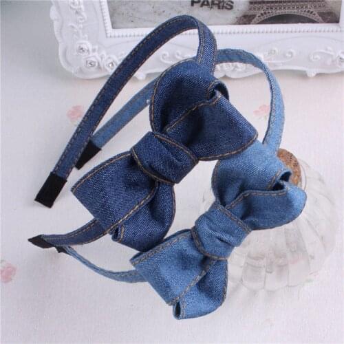 1PC Women Girl Headband Denim Hairband Bow Headwear Kids High Quality Fashion Hair Bands Blue Hair Accessories
