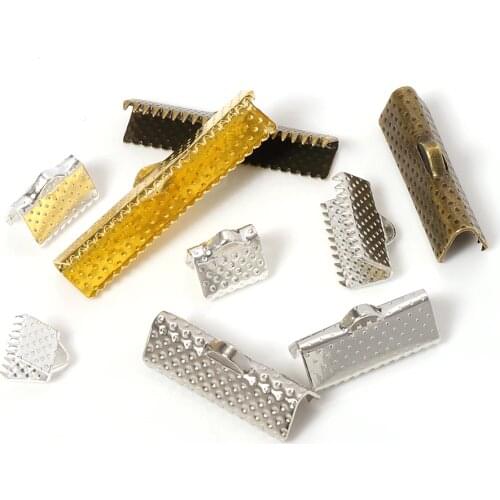 100pcs/lot Ribbon Ends Bracelet Bookmark Pinch Crimp Clamp End Findings Cord Ends Fasteners Clasp Leather Ends Jewelry Making