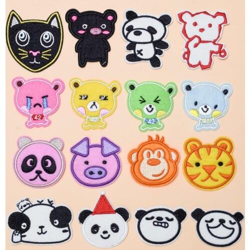16pcs Cartoon Animal avatar Series logo DIY iron Patches for Clothing Jackets Sew on Ironing Embroidery Patch Appliques T Shirt