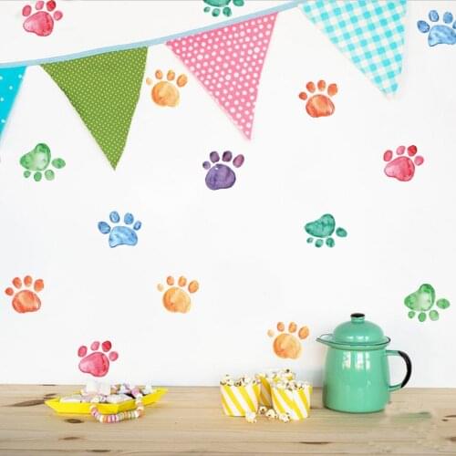 6sheet Multicolor Paw print Kids rooms Wall Decor Nursery PVC DIY Wall Decals Home Decoration Sticker sets Children room Decor