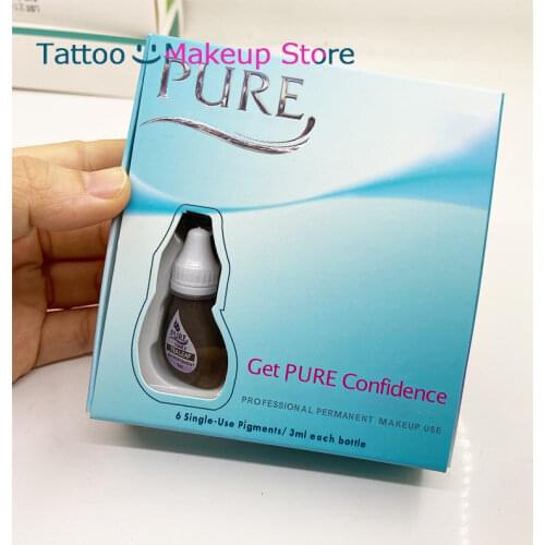 6Pcs/Box Pure Tattoo Ink Microblading Pigment Ink Lip for Eyebrow Eyeline Painting Tattoo Kit Permanent Makeup Inks 26 Colors