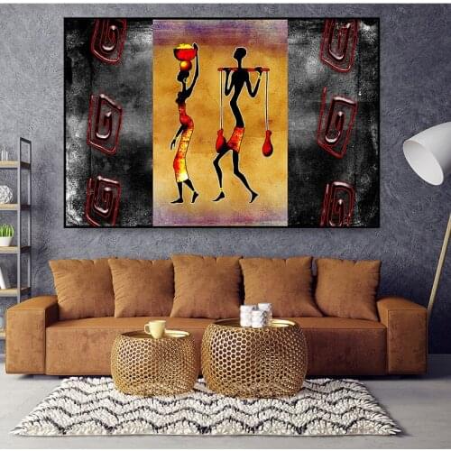 Abstract Oil Painting Print on Canvas African Women Vinatge Poster Wall Art Picture Modern Living Room Home Decoration Cuadros