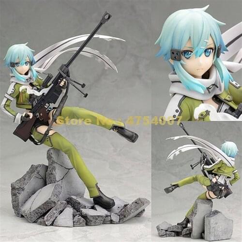 Anime sword art online ii asada shino phantom bullet 1/7 scale pvc action figure collectible model 23cm Toy