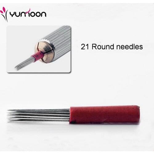 Free Shipping 20 PCS Round 21 Pins Needles Semi Permanent Makeup Manual Pen Microblading Fog Eyebrow Manual Pen Needles