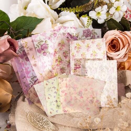 30Pcs Flowers Texture Mix Material Paper Junk Journal Planner Craft Paper Scrapbooking Vintage Decorative DIY Craft Photo Albums