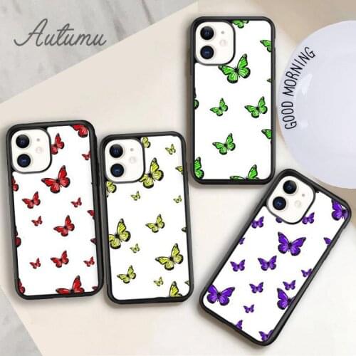 Butterflies multiple colors Phone Case for iPhone 11 12 Pro Max mini X XR XS SE 2020 5 6S 7 8 Plus Samsung S8 S9 S10 Cover shell