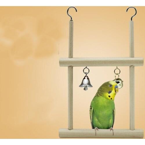 Wooden Birds Cage Perch Cage Hanging Wood Birds Perch Parrot Toys Stand Holder Natural Wood Swing Pet Supplies