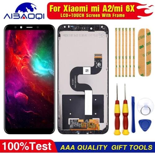 AiBaoQi For 5.99'' Xiaomi mi A2/mi 6X LCD&Touch screen Digitizer with frame assembly lcd screen display replacment tools