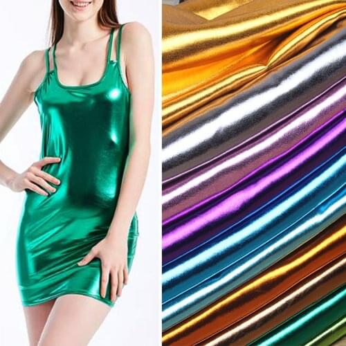 Stretchy Bronzing Fabric Lycra Spandex Metallic Shiny Fabric Wedding Costume Fabric DIY Stage Cosplay Doll Costume Dress