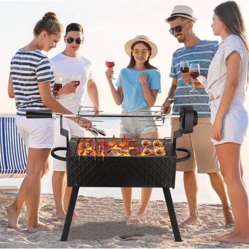 Electric Rotisserie Kit Folding Grill Roast Lamb Leg Stove Automatic Roast Machine Charcoal Grilled Fish Chicken Rabbit Outdoor