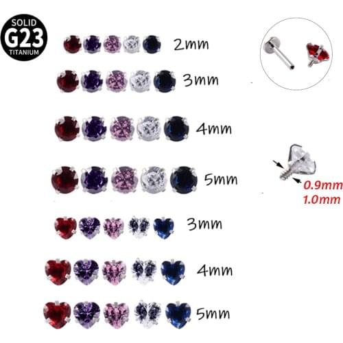 10Pcs Titanium CZ Top For Labret Lip Stud Zircon Components Internally Threaded For Prong Gem Monroe Tragus Helix Ear Piercing