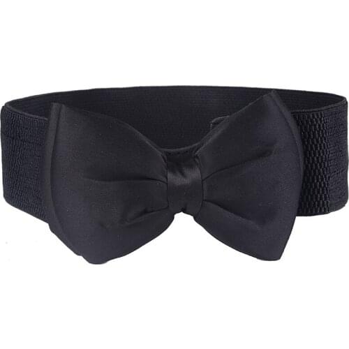 Korean chiffon bow elastic waist belt for women female white black red blue belt cummerbunds wholesale