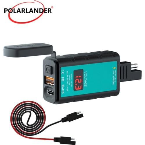 Square Single USB Fast Charge 6-30V Black and Red DC12-24V SAE Interface Waterproof Dual USB ZH-1422B2 20W IP66
