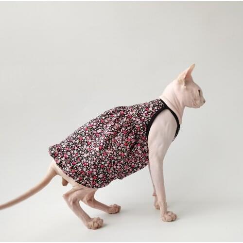 Sphinx hairless cat summer cotton high-waist floral suspender skirt cool and comfortable