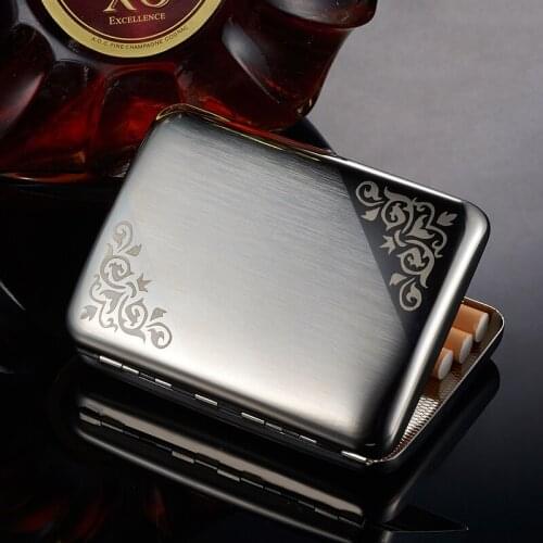 Stainless Steel Metal Cigarette Case Ultra-thin Tobacco Storage Container Smoking Accessories Can Hold 16 Cigarettes Man Gift