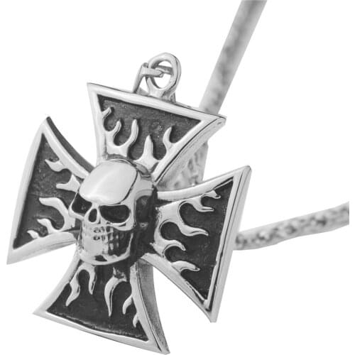 Mens silver black Punk Gothic Cross Skull pendant necklace.stainless steel fashion personalized necklace jewelry,wholesale