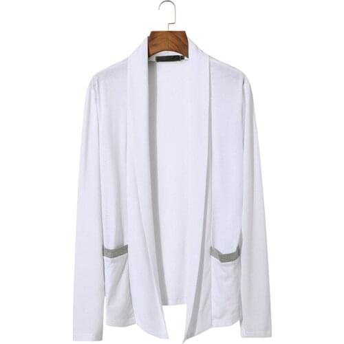 Mens Casual Slim Fit Open Front Cardigan Lightweight Long Sleeve Knitted Sweater Men Streetwear Casual Sweaters with Pockets